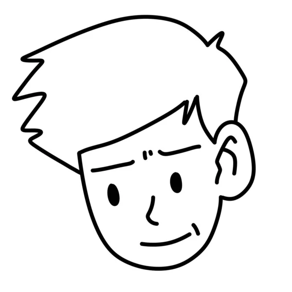 Black White Cute Face Man Cartoon Coloring — Stock Photo, Image