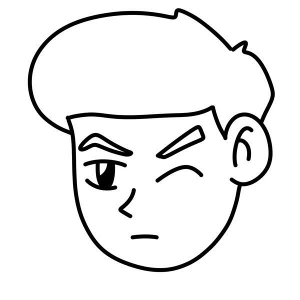 Black White Cute Face Man Cartoon Coloring — Stock Photo, Image