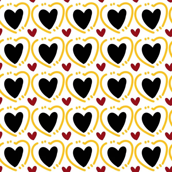 Sada Srdce Bezešvé Vzor Červené Bílé Barvě Romantický Design Tapety — Stock fotografie