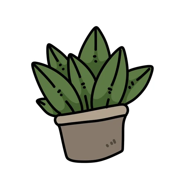 Green Plant Cartoon White Background — Stock Photo, Image