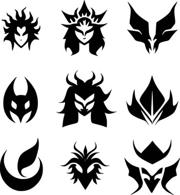 black and white of evil monster icon