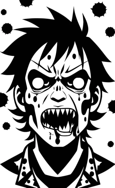 Bianco Nero Zombie Mostro Cartone Animato — Foto Stock