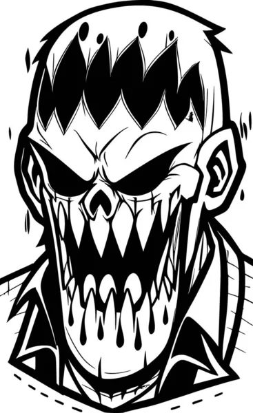 Černá Bílá Zombie Monster Cartoon — Stock fotografie