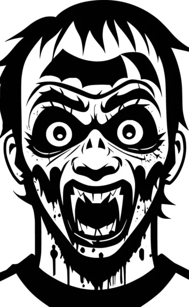 Negro Blanco Zombie Monstruo Dibujos Animados —  Fotos de Stock