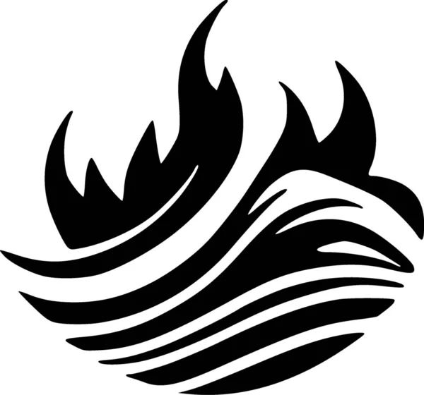 Black White Tsunami Waves Fire Icon — Stock Photo, Image