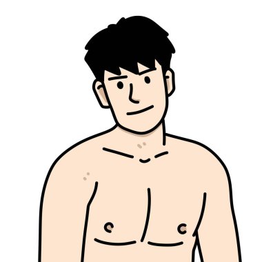 Beyaz arka planda sevimli bir adam çizgi filmi