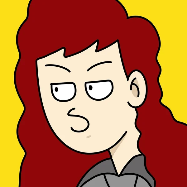a woman cartoon with his eyes and a red hair. illustration