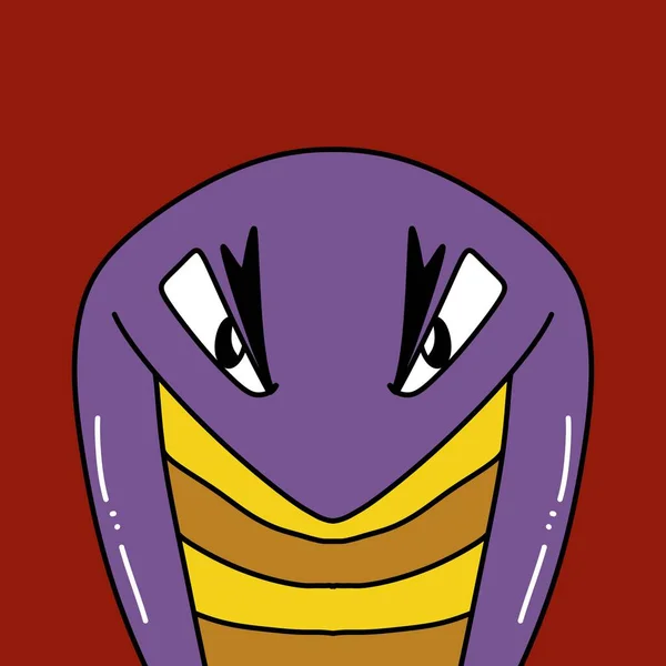 Cobra Monstro Desenhos Animados Fundo Vermelho — Fotografia de Stock