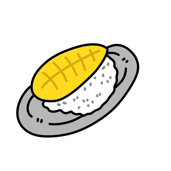Beyaz Arkaplanda Mango Yapışkan Pirinç Karikatürü — Stok fotoğraf