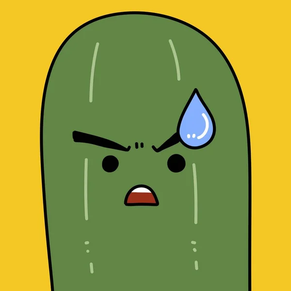 Roztomilý Kaktus Karikatura Žlutém Pozadí — Stock fotografie