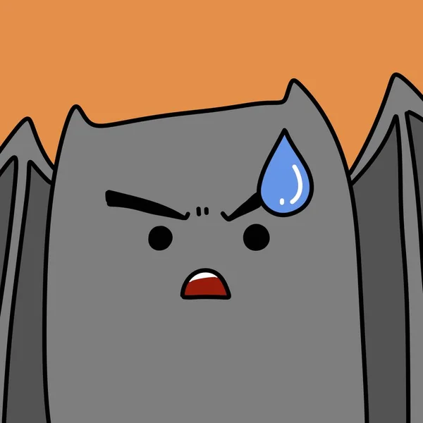 Cute Bat Kreskówka Pomarańczowym Tle — Zdjęcie stockowe