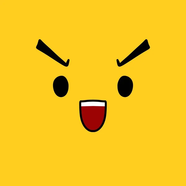 Roztomilý Obličej Karikatura Žlutém Pozadí — Stock fotografie