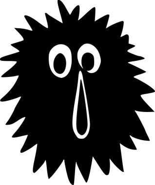 Sevimli canavar çizgi filminden siyah beyaz