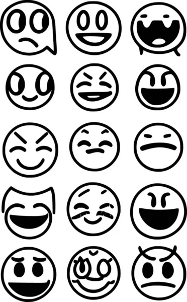 Conjunto Caras Emoji Ilustración — Foto de Stock