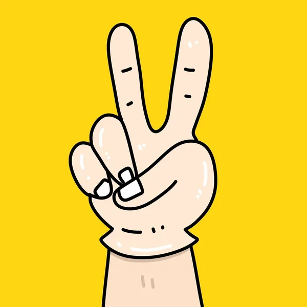 黄色の背景に指のアイコンが付いた手イラスト — ストック写真