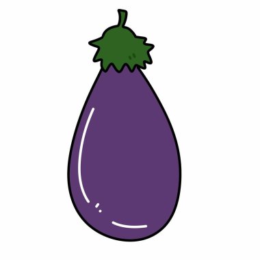 Beyaz arka plan üzerinde izole patlıcan çizgi film