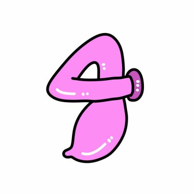 Beyaz arka planda şirin bir prezervatif karikatürü, numara şekli var.