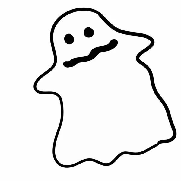 Preto Branco Desenhos Animados Fantasma — Fotografia de Stock