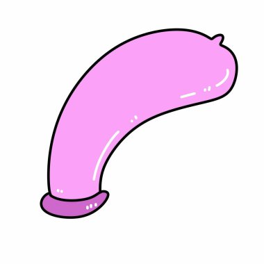 Beyaz arkaplanda pembe prezervatif karikatürü