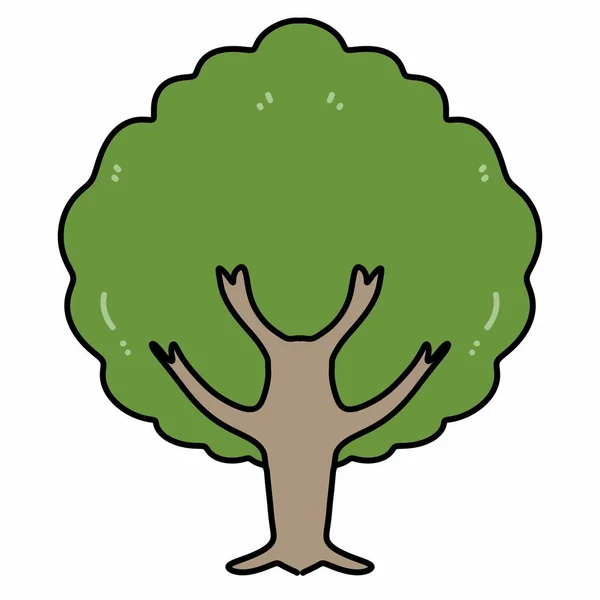 Δέντρο Κινουμένων Σχεδίων Λευκό Φόντο — Φωτογραφία Αρχείου