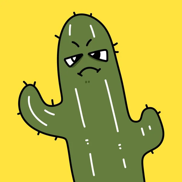 Niedlichen Kaktus Karikatur Auf Gelbem Hintergrund — Stockfoto