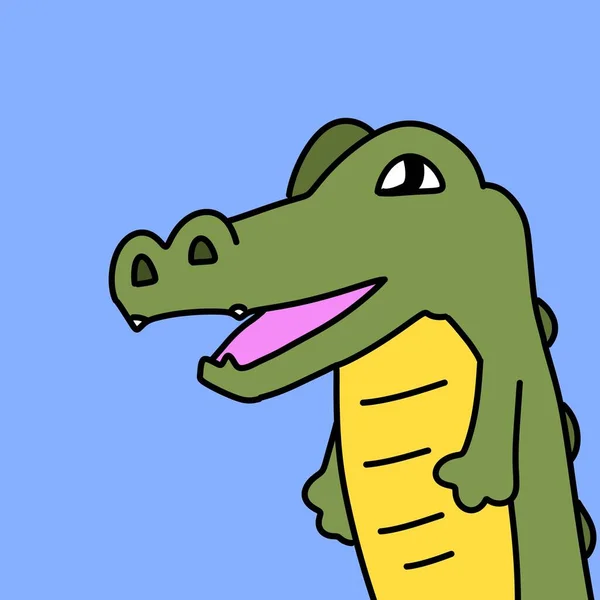 Krokodil Karikatur Auf Blauem Hintergrund — Stockfoto