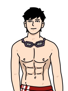 Beyaz arka planda sevimli bir adam çizgi filmi