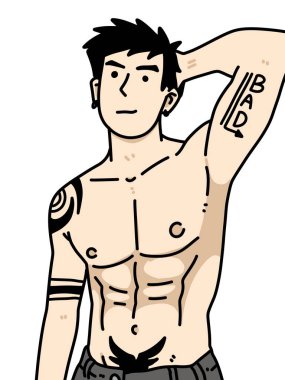 Beyaz arka planda sevimli bir adam çizgi filmi