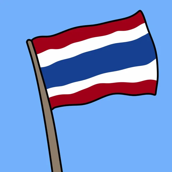 蓝色背景的泰国国旗卡通片 — 图库照片