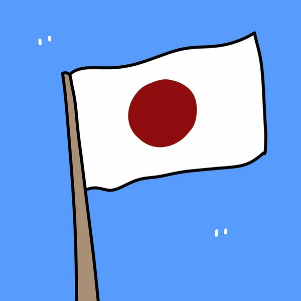 Japan Vlag Cartoon Blauwe Achtergrond — Stockfoto
