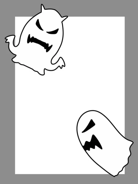 Dibujos Animados Fantasma Sobre Fondo Marco Gris — Foto de Stock
