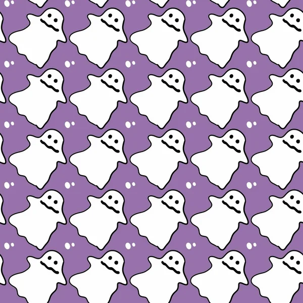 Patrón Sin Costuras Dibujos Animados Fantasma Lindo —  Fotos de Stock