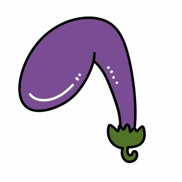 Purple Eggplant Cartoon White Background — Stock Photo, Image