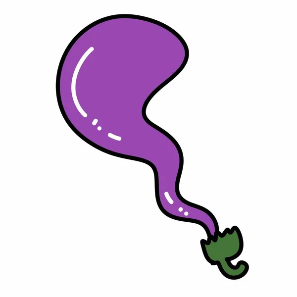 Purple Eggplant Cartoon White Background — Stock Photo, Image