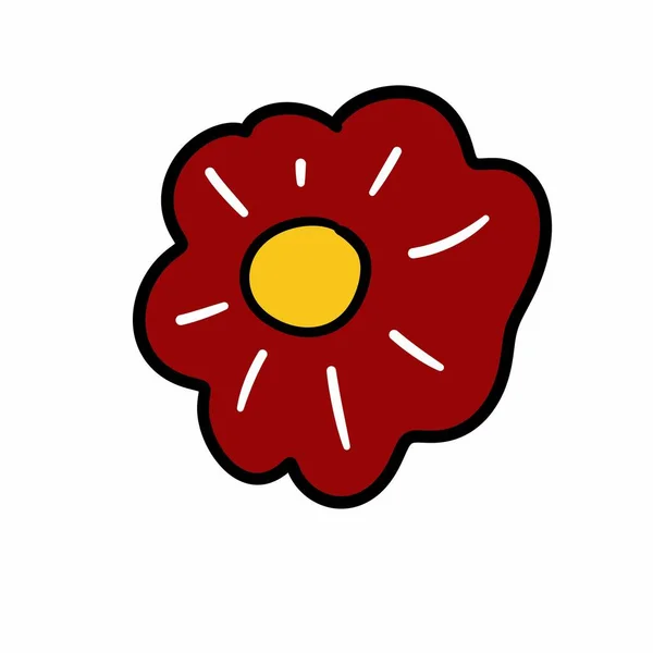 Ikona Czerwonego Kwiatu Białym Tle — Zdjęcie stockowe