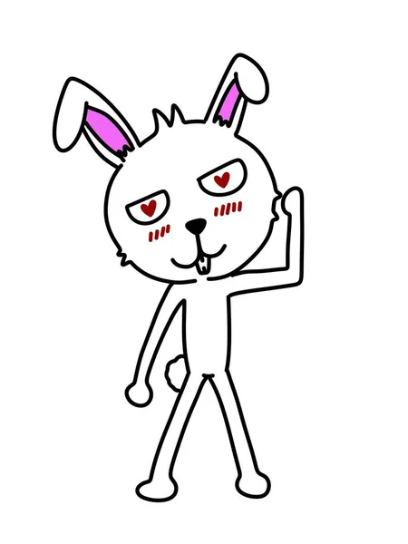 Cute Rabbit Cartoon White Background — Stock Photo, Image