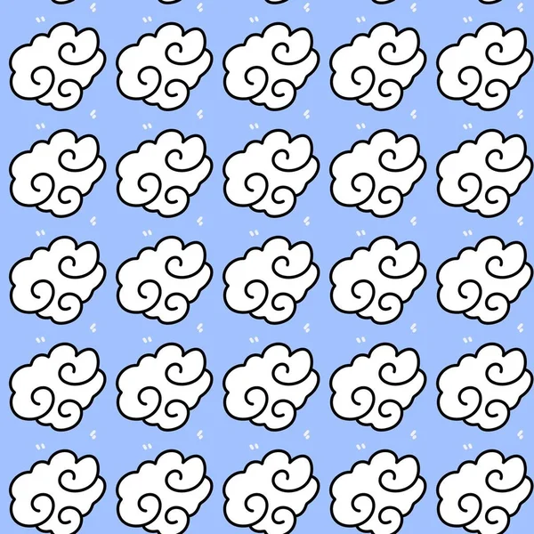 Płynny Wzór Chmurami Rysunek Ręczny Doodle — Zdjęcie stockowe