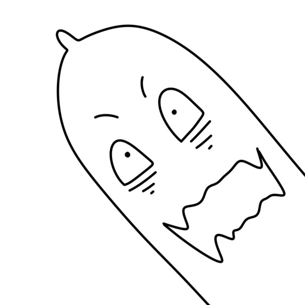 Preto Branco Doodle Rosto Desenho Animado Ilustração — Fotografia de Stock
