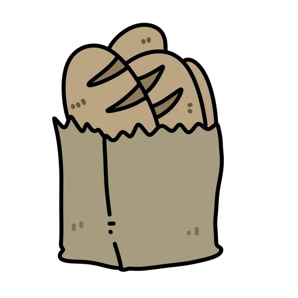 Doodle Desenhos Animados Comida Pão Bonito — Fotografia de Stock