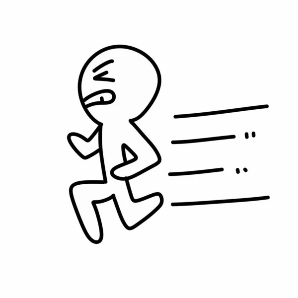 Icono Garabato Dibujado Mano Hombre Corriendo Ilustración Dibujos Animados —  Fotos de Stock