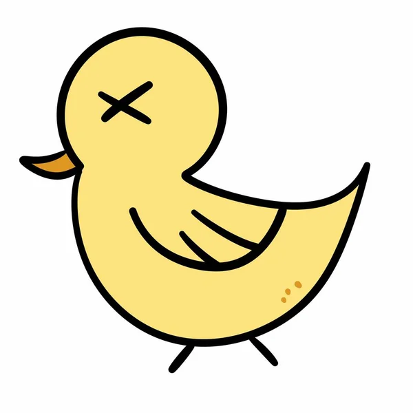 Žlutý Pták Kreslené Bílém Pozadí — Stock fotografie