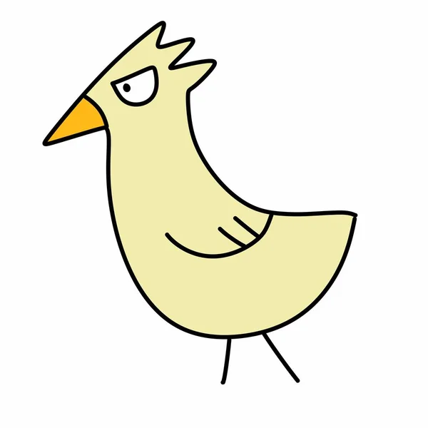 Gelbe Vogel Karikatur Auf Weißem Hintergrund — Stockfoto