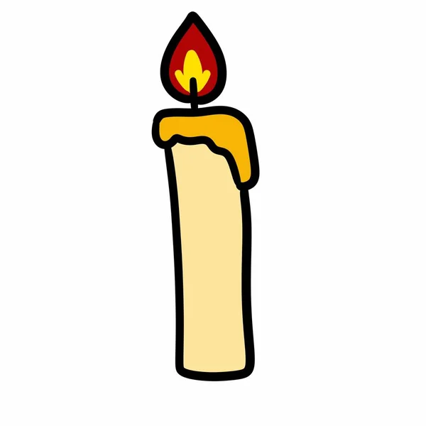 白色背景下的卡通涂鸦点燃的蜡烛 — 图库照片