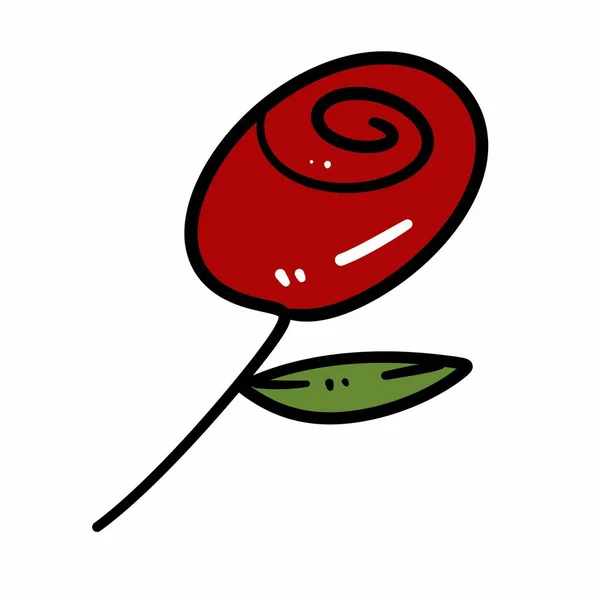 Bazgroły Kreskówki Czerwonej Róży — Zdjęcie stockowe