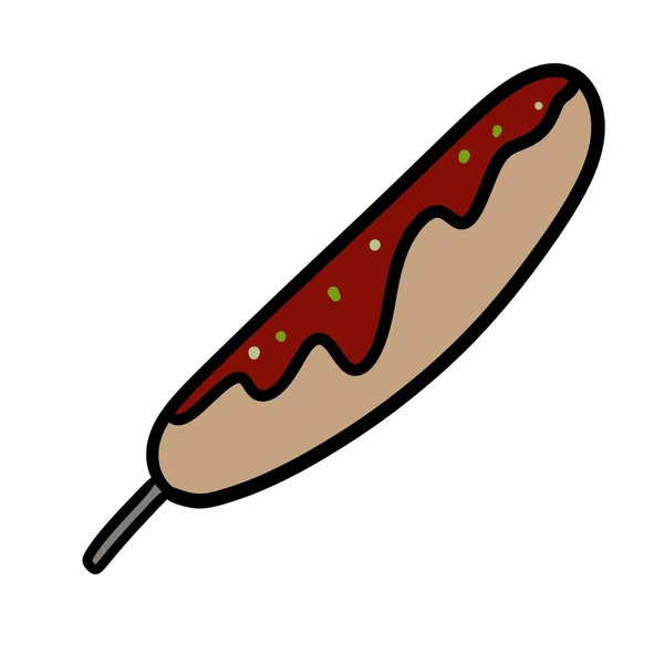 Cartoon Doodle Wurst Isoliert Auf Weißem Hintergrund — Stockfoto