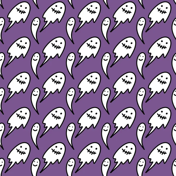 Patrón Sin Costuras Con Fantasmas Dibujos Animados Lindo Halloween Ilustración —  Fotos de Stock