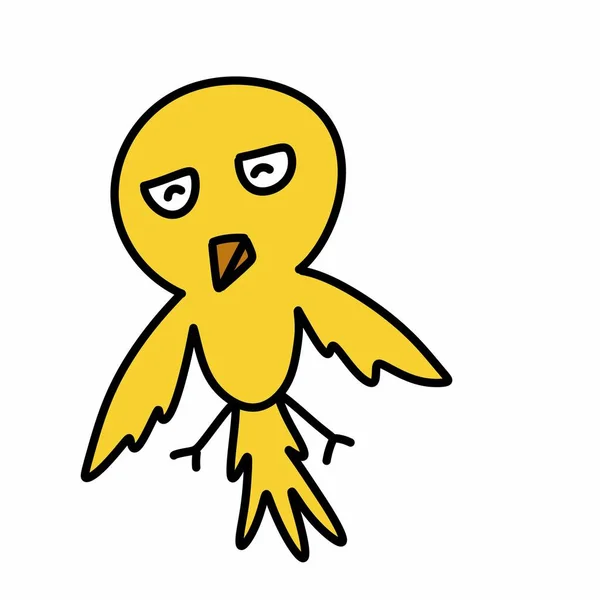 Disegnato Mano Libera Uccello Cartone Animato Sfondo Bianco — Foto Stock