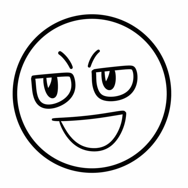 Lijn Tekening Cartoon Grappig Emoji — Stockfoto