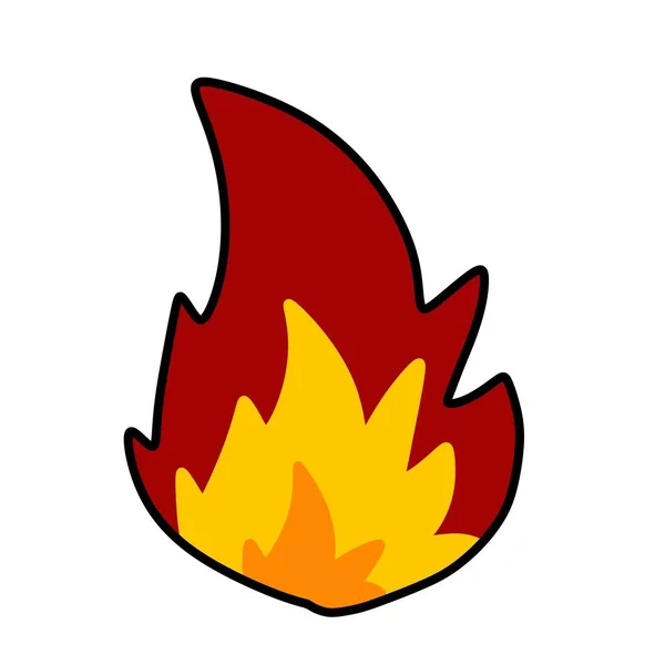 Cartoon Doodle Brennt Feuer Auf Weißem Hintergrund — Stockfoto