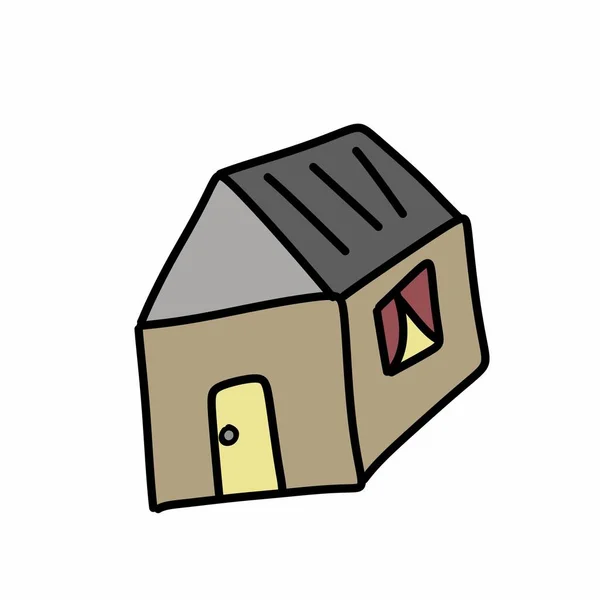 Cartoon Doodle Haus Auf Weißem Hintergrund — Stockfoto